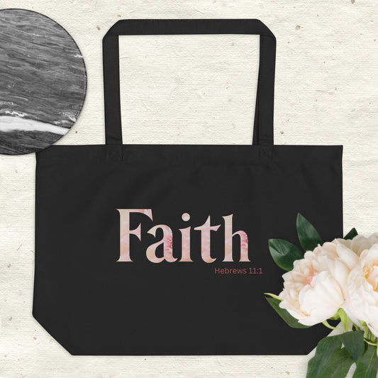 Faith flowers Large organic tote bag